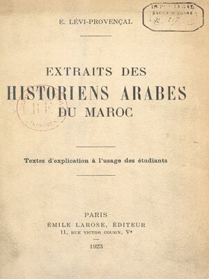 cover image of Extraits des historiens arabes du Maroc